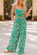 Priyavil Cami Crop Top Elastic Waist Wide Leg Pants Printed Set