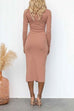 Twist Front Cut Out Slit Bodycon Midi Dress