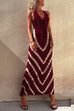 Priyavil Halter V Neck Ruffle Drape Front Printed Maxi Dress