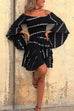 Priyavil Off Shoulder Bell Sleeve Tie Dye Mini Dress