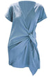 Priyavil Casual Cross V Neck Short Sleeve Wrapped Dress
