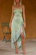 Priyavil Tie Knot Backless Irregular Tassel Cami Dress