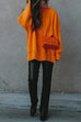 Priyavil Crewneck Side Split Ribbed Knit Casual Sweater