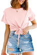 Priyavil Short Sleeve Knot Front Cropped T-shirt