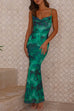 Priyavil Cowl Neck Backless Printed Cami Maxi bodycon Dress
