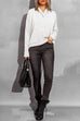 Priyavil Drop Shoulder Long Sleeves Comfy Knitting Pullovers