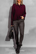 Priyavil Drop Shoulder Long Sleeves Comfy Knitting Pullovers