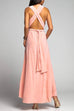 Priyavil V Neck Sleeveless Back Criss Cross High Slit Maxi Party Dress