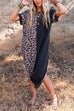 Priyavil Curve Hem Side Split Leopard Splice Long Dress