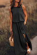 Priyavil Sleeveless Waisted Slit Maxi Tank Dress