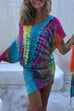 Priyavil Cold Shoulder Short Sleeve Tie Dye Mini Dress