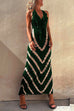 Priyavil Halter V Neck Ruffle Drape Front Printed Maxi Dress