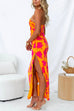 Priyavil One Shoulder Side Split Printed Cami Maxi Dress