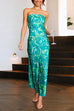 Priyavil Strapless Tube Top Printed Satin Maxi Party Dress