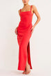 Cut Out Waist Backless Side Split Cami Maxi Party Dress