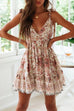 Priyavil V Neck Tie Shoulder Backless Printed Beach Cami Dress