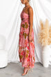 One Shoulder High Waist Floral Print Maxi Swing Dress
