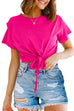 Priyavil Short Sleeve Knot Front Cropped T-shirt