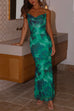 Priyavil Cowl Neck Backless Printed Cami Maxi bodycon Dress