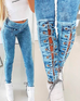Priyavil Lace Up Cut Out Skinny Denim Pants