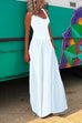 Priyavil Solid Criss Cross Backless Maxi Cami Dress