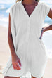Priyavil Buttons V Neck Sleeveless Ruched Beach Dress