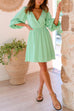 Priyavil Wrap V Neck Puff Sleeve Waisted Mini Dress