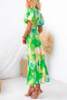 V Neck Twist Front Cut Out Floral Midi Dress