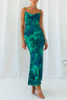 Priyavil Cowl Neck Backless Printed Cami Maxi bodycon Dress