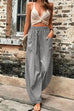 Priyavil Elastic Waist Pockets Tapered Wide Leg Pants