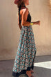 Halter V Neck Backless Printed Splice Maxi Swing Dress