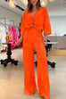 Priyavil V Neck Twist Front Pullover Wide Leg Pants 2 Pieces Outfits