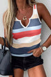 Priyavil V Neck Color Block Striped Summer Tank Top