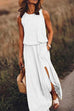Priyavil Sleeveless Waisted Slit Maxi Tank Dress