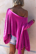 Priyavil Cold Shoulder Oversized Fluffy Pullover Sweater