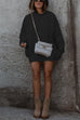 Priyavil Crewneck Side Split Ribbed Knit Casual Sweater