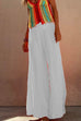 Priyavil Smocked Elastic Waist Baggy Wide Leg Cotton Linen Pants