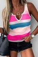 Priyavil V Neck Color Block Striped Summer Tank Top