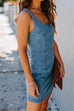 Priyavil U Neck Slit Denim Bodycon Tank Dress