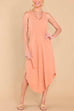 Priyavil V Neck Curve Hem Casual Comfy Tank Dress