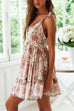 Priyavil V Neck Tie Shoulder Backless Printed Beach Cami Dress