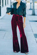 Priyavil Wine Me High Rise Bell Bottom Velvet Pants