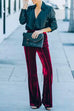 Priyavil Wine Me High Rise Bell Bottom Velvet Pants